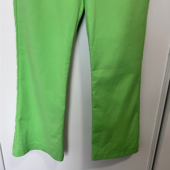 Zara High Waist Crop Flare Pants Green - Picture 6 of 13